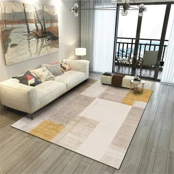 Šiaurės kilimų gyvenamasis kambarys su sofa-lova, žurnalinis staliukas, pagalvėlės šiuolaikinės paprasta miegamojo lova visiškai asmenybė stačiakampio formos kilimėlis