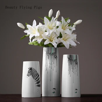 Šiaurės šalių šiuolaikinės zebra keramikos vaza kambarį, TV spintelė namų reikmenys gėlių creative creative puošyba papuošalai
