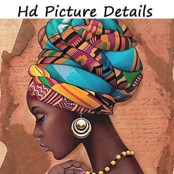 Šiuolaikinės Afrikos Moteris Dėvi Perlų Karoliai Plakatai ir Spausdina Drobė Menas Sienos Portreto Tapyba už Kambarį, Cuadros Namų Dekoro
