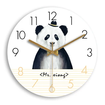 Šiuolaikinės Medienos Kūrybos Šiaurės Sieninis Laikrodis Panda Gyvenimo Kambario, Miegamasis Kvarciniai Laikrodžiai Orologio Parete Didelės Sienos Žiūrėti Namų Dekoro B60
