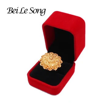 Žiedai, papuošalai moterims, Dubajus vestuvių naujas 24K aukso spalvos žiedas merginos vestuvių pora keičiamo dydžio žiedai Afrikos žmona, dovanos, juvelyriniai dirbiniai