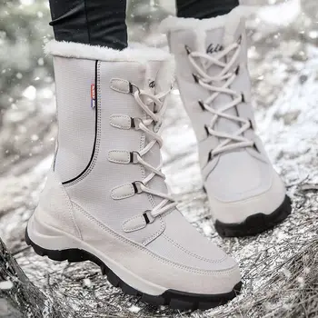 Žieminiai batai moterims, batai 2021 kietas nėrinių moterys sniego batai high-top šiltas trumpas pliušinis vandeniui žiemos platforma batai moteris