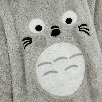 Žiemos Ilgomis Rankovėmis Su Gobtuvu Mielas Animacinių Filmų Totoro Storas Šiltas Flanelė Nightgowns Moterų Koralų Aksomo Sleepwear Naktį Suknelė Nightdress