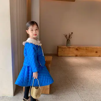 Žiemos Naujas Atvykimo korėjos stiliaus drabužių rinkiniai medvilnės purus kailis ir mini sijonas su nuimama apykakle mados cute baby girl