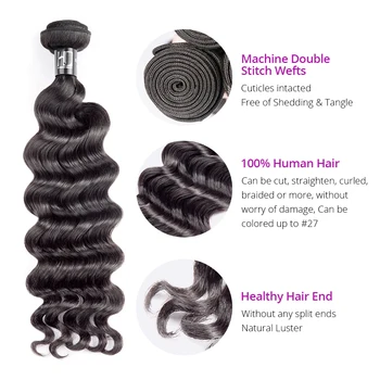 Žmogaus Plaukų Ryšulių Prarasti Giliai Banga 4 Ryšulius/Daug Žmonių Plaukų Pynimas 7A Plaukų Ataudų Natūralių Spalvų Remy Plaukų