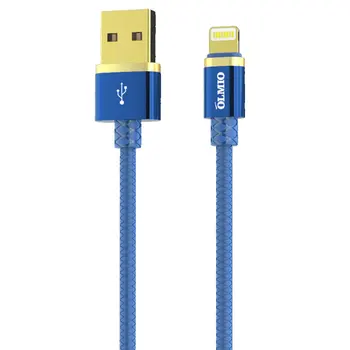 Кабель DELUXE, USB 2.0 - žaibas, 1м, 2.1, синий, OLMIO